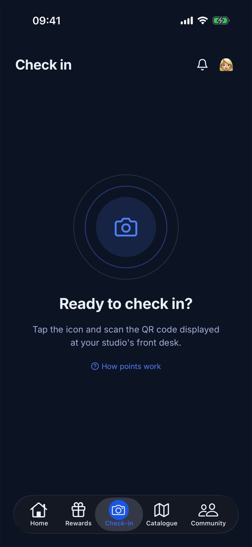 Kintra check-in screen